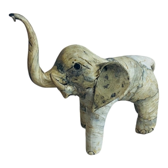 Vintage Unique Crushed Oyster ELEPHANT Figurine Statue Handmade Folk Art - Picture 2 of 5